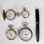 A collection of 4 pocket watches & a Parker pen