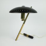 Model Z Lamp in Brass and Black Metal by Louis Kalff for Philips, 1950s