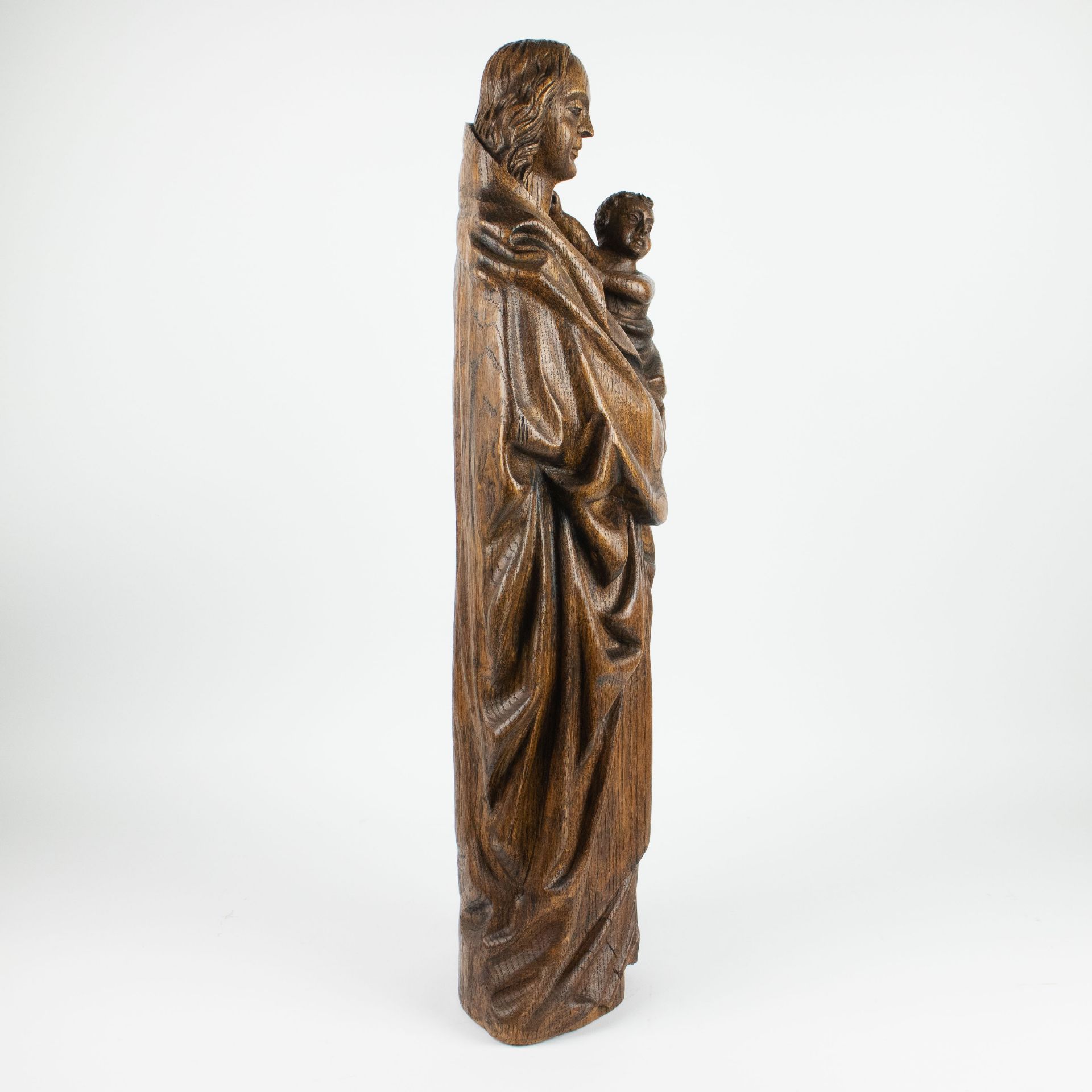 Wooden carved Madonna with child - Image 4 of 5