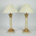 Pair of decorative lampadaires shaped like a Corinthian column
