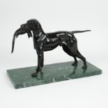 Bronze sculpture of a hunting dog