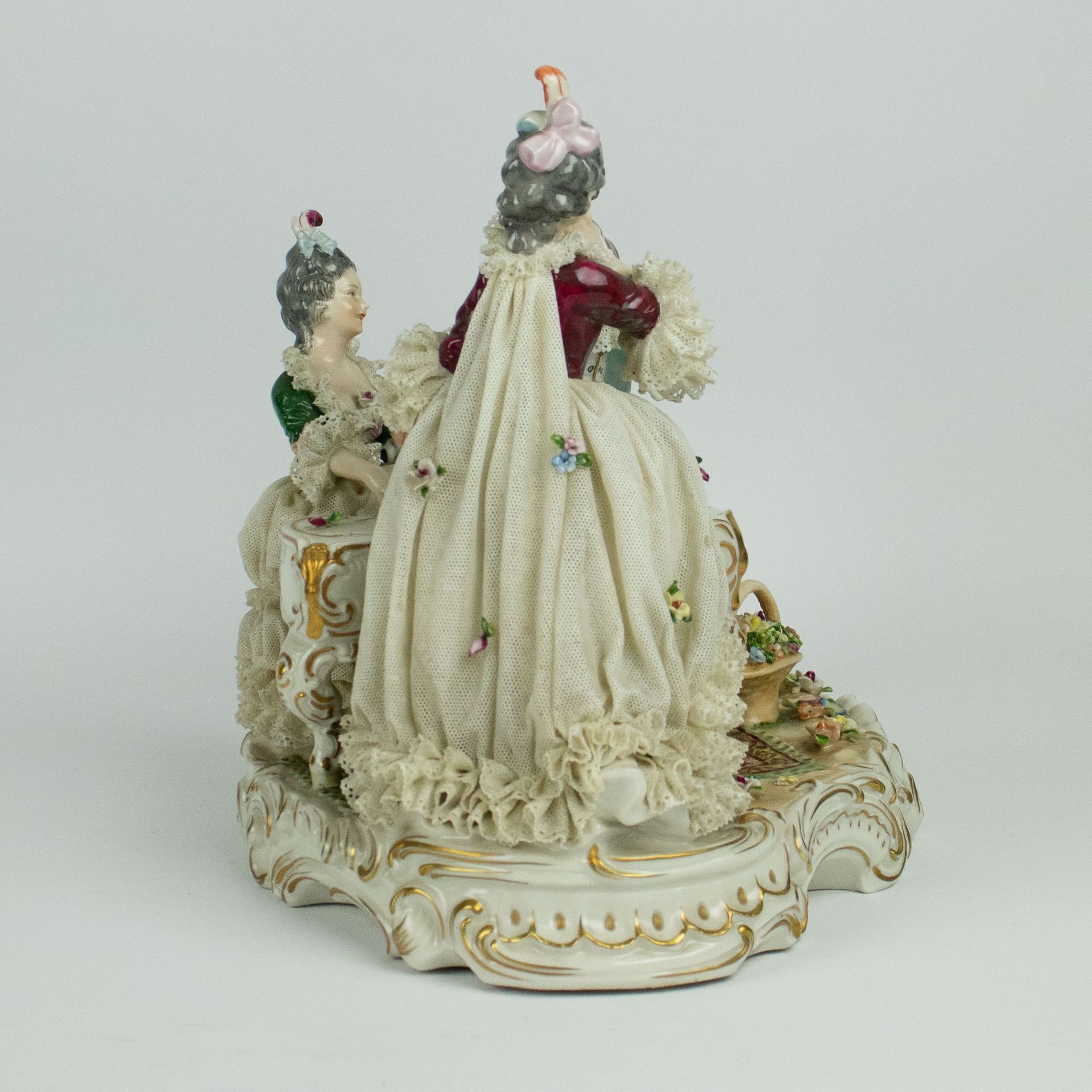 A collection of 2 German Volkstedt Dresden lace porcelain - Image 5 of 13