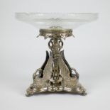 Centerpiece silver plated English with crystal bowl circa 1880