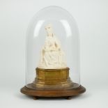 European ivory Madonna under bell jar circa 1900