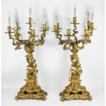 2 Large gilt bronze candle sticks