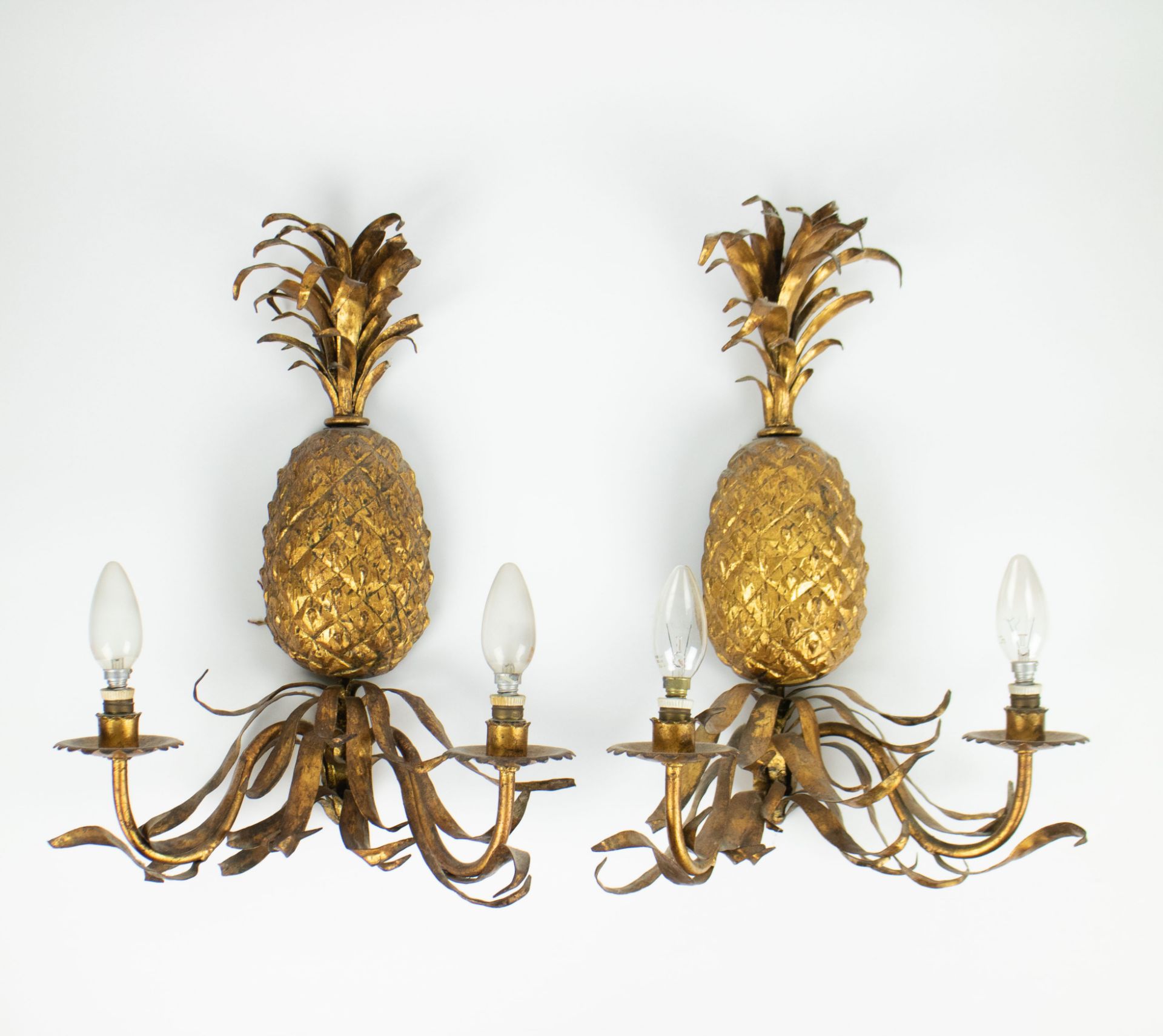 Couple Mid-Century Italian Pineapple Sconces, 1950s