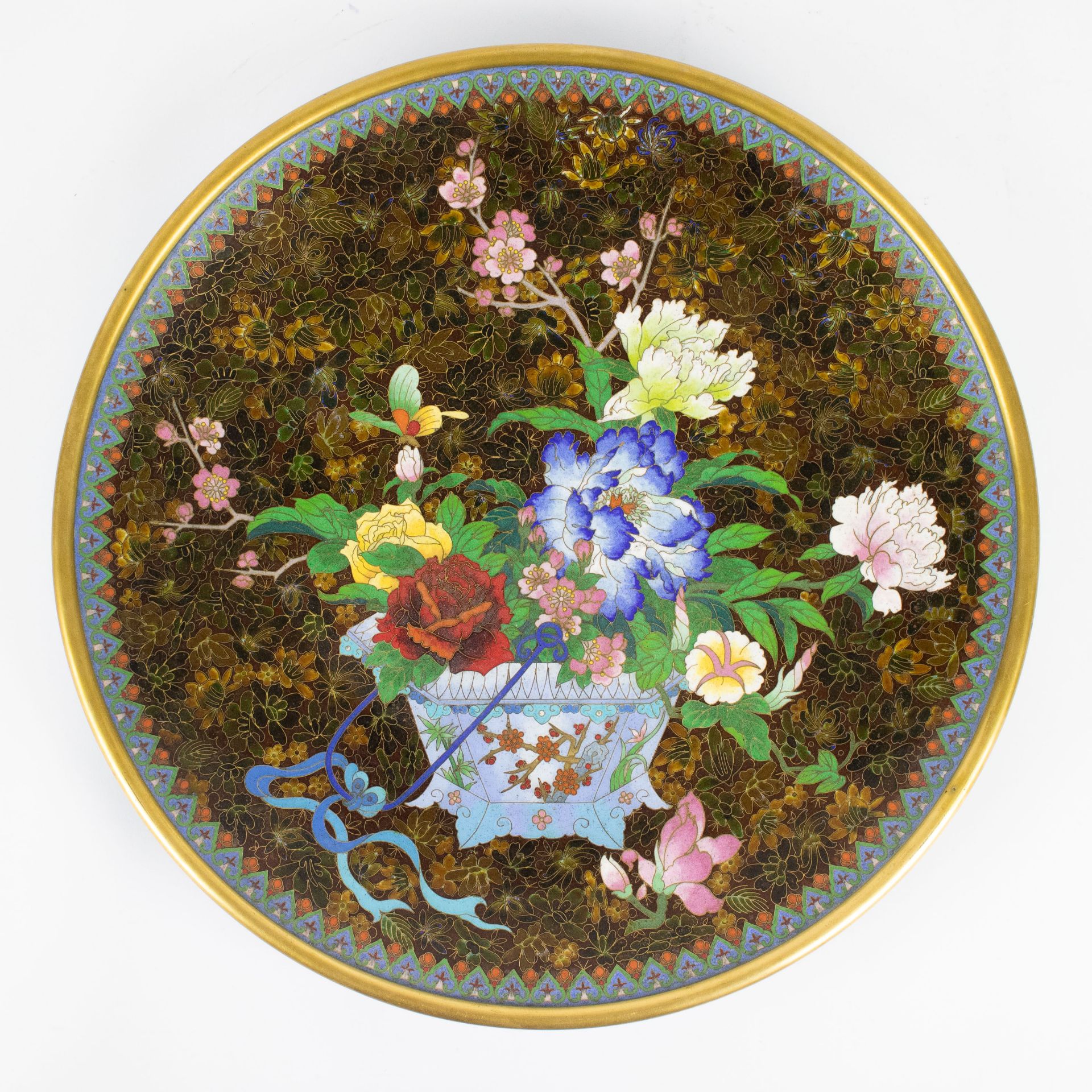 Japanse cloisoné plate with pedestal - Image 2 of 3