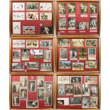 A collection of frames with old postcards and fantasy cards, around 1905