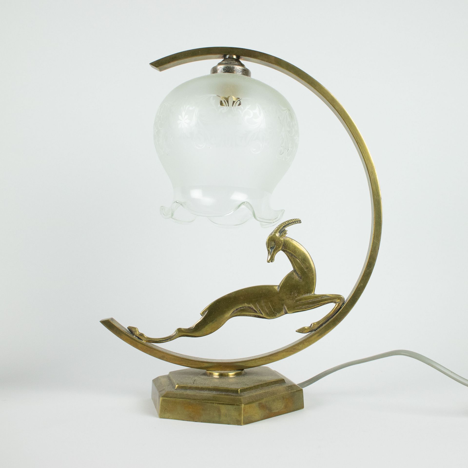 An Art Deco lampadaire with antelope and a Russian alarm clock (USSR) - Image 4 of 5