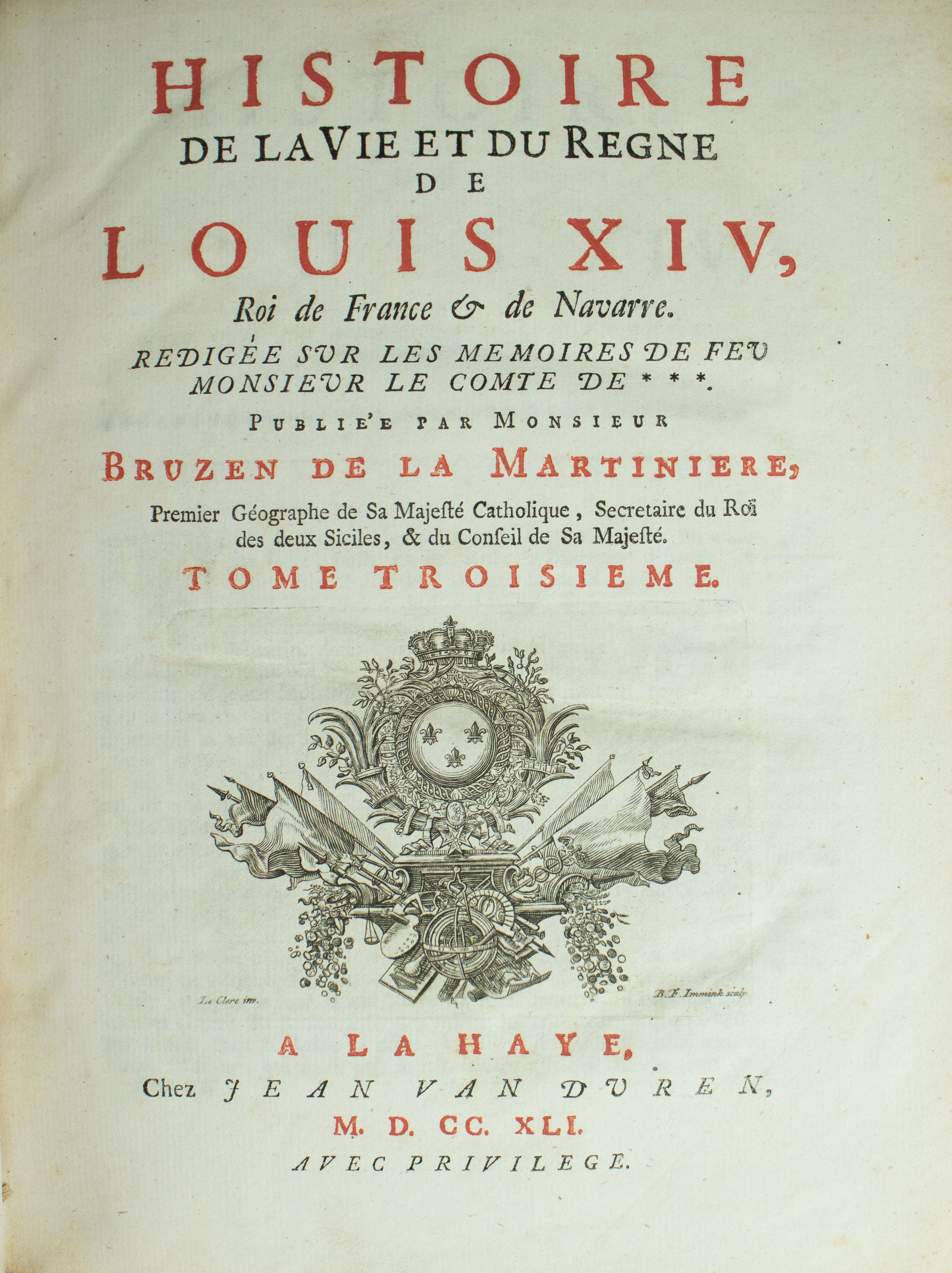 Histoire de la vie et du Regne de Louis XIV 1742 - Image 2 of 6