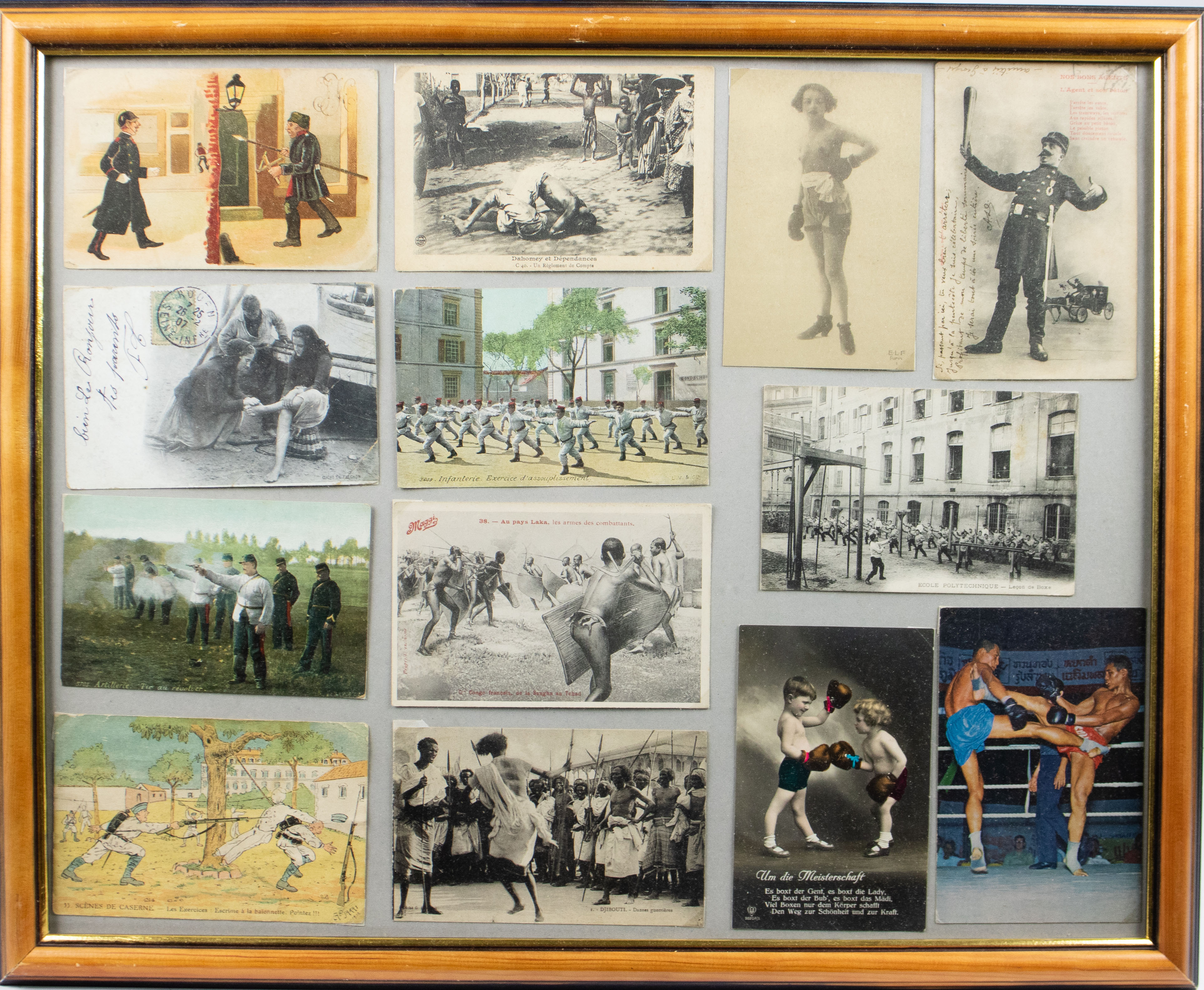 A collection of frames with old postcards and fantasy cards, early 20th century - Image 4 of 8