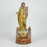 Madonna with child and putti gilded terracotta Flemish 18th century
