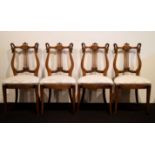 4 chairs in mahogany with swan and harp decoration