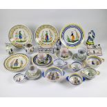 Faience mainly Quimper, decor Rouen, Nevers, late 19th/1st half 20th