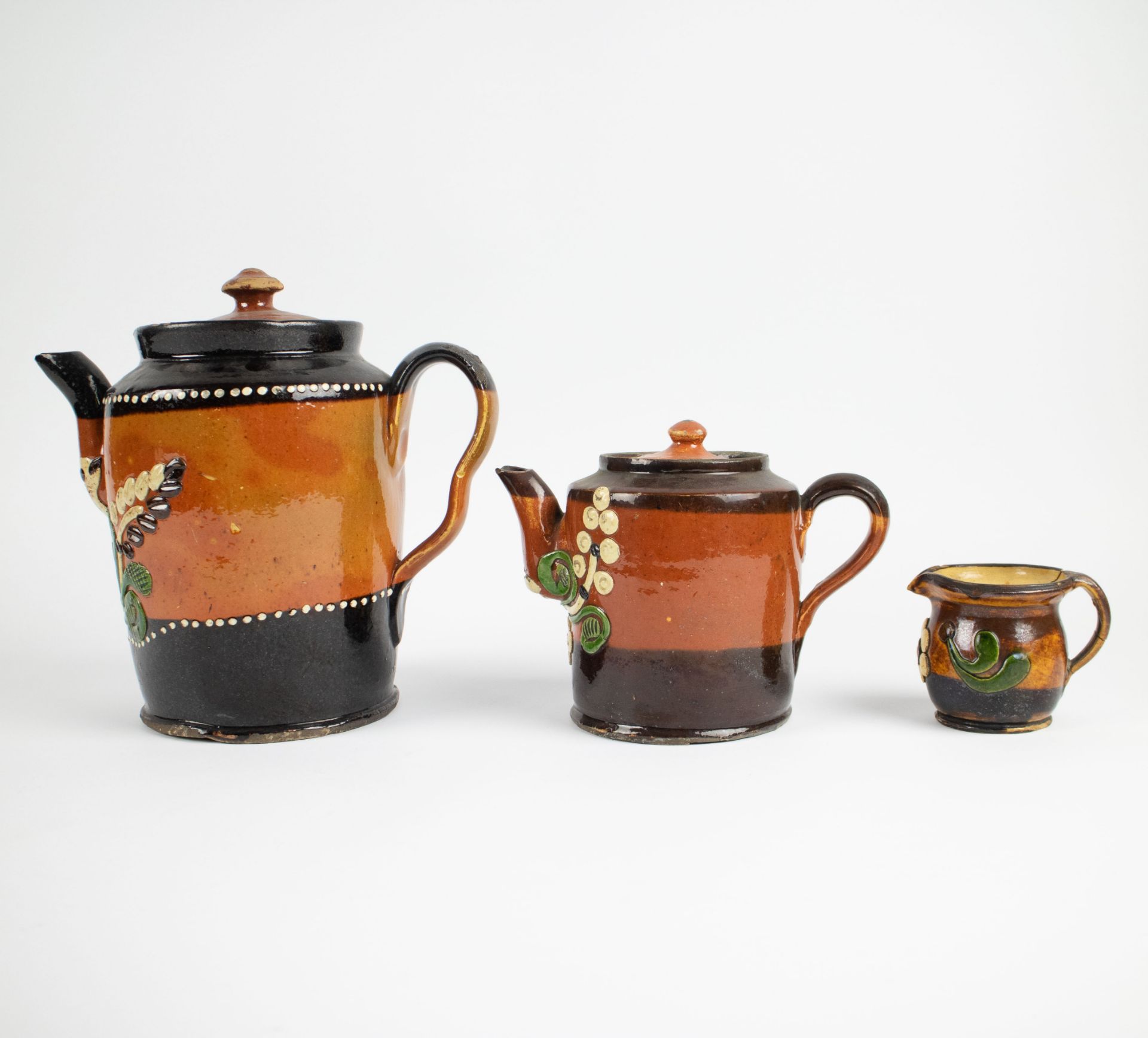 Redware bowl glazed pottery and 3 jugs Torhouts pottery - Bild 3 aus 5