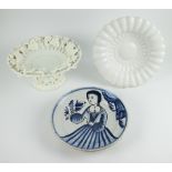 A 17th century white Delft pleated dish & a fruit bowl Wedgewood