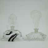 2 crystal Art Deco perfume bottles, attributed to PESNICAK