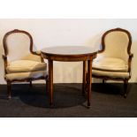 Round Table + 2 armchairs style Louis XVI