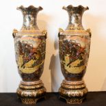 A pair of large Japanese Satsuma vases
