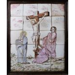 Delft tile tableau Calvary, Christ on the Cross