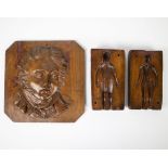 2 chocolate molds and wood carving Napoleon as a young officer (ca 1789)