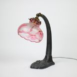 Table lamp with a Val Saint Lambert glass shade