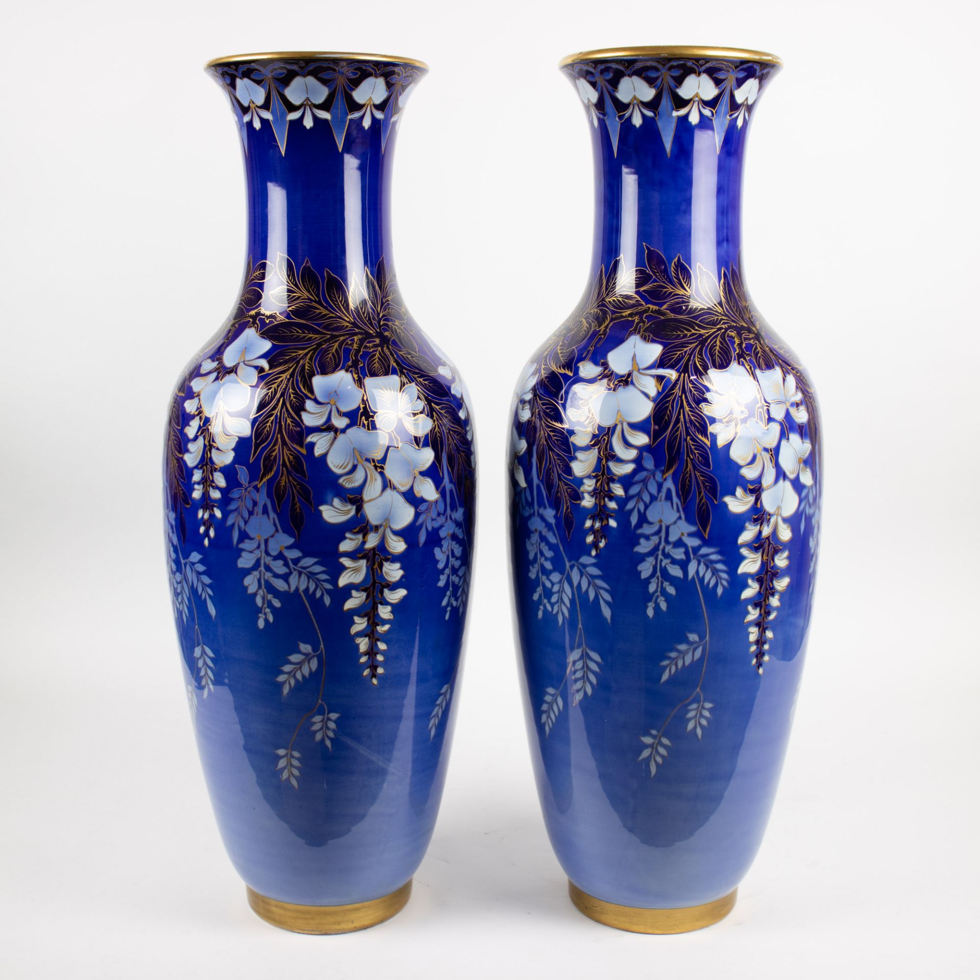 Pair of large Luneville Art Nouveau vases - Image 2 of 6