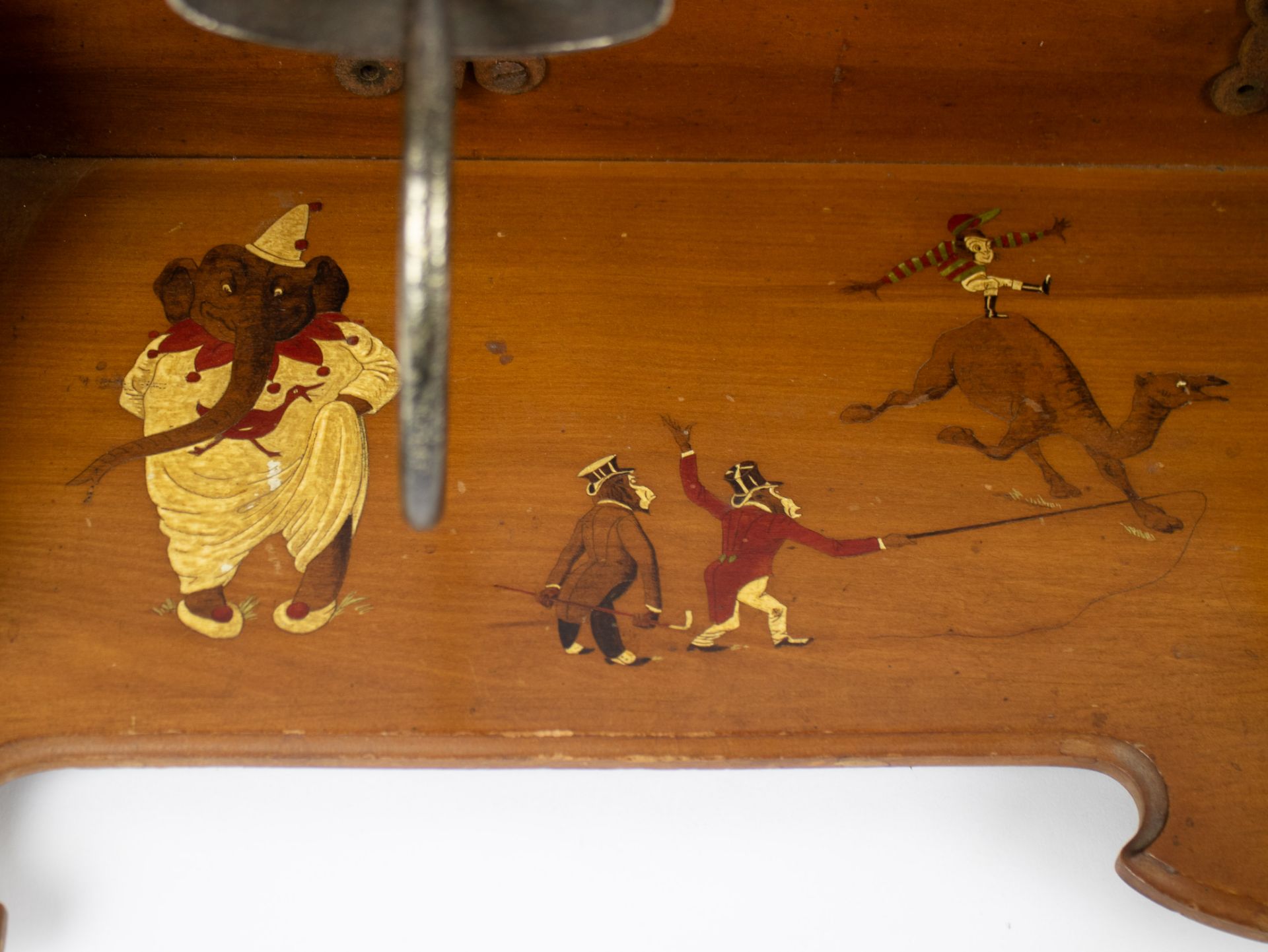 English coat rack ca 1900 hand-painted with circus animals - Image 4 of 4