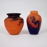 2 vases in glass paste Delatte and Muller Frères France