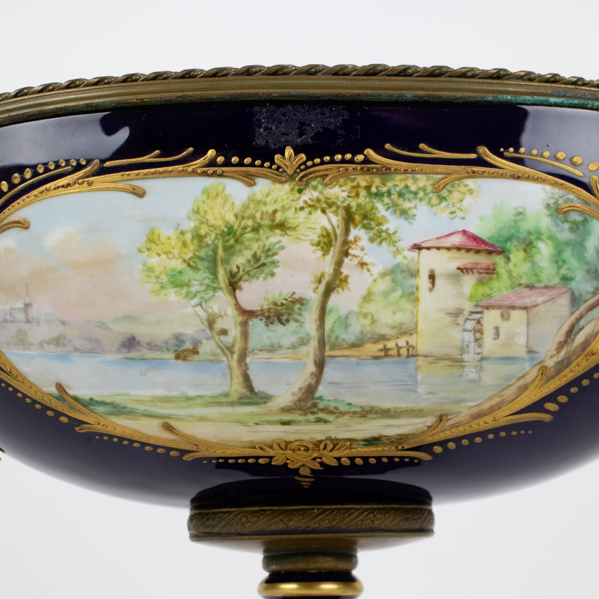 Sèvres handpainted garniture centre piece and a pair of covered vases - Image 5 of 16