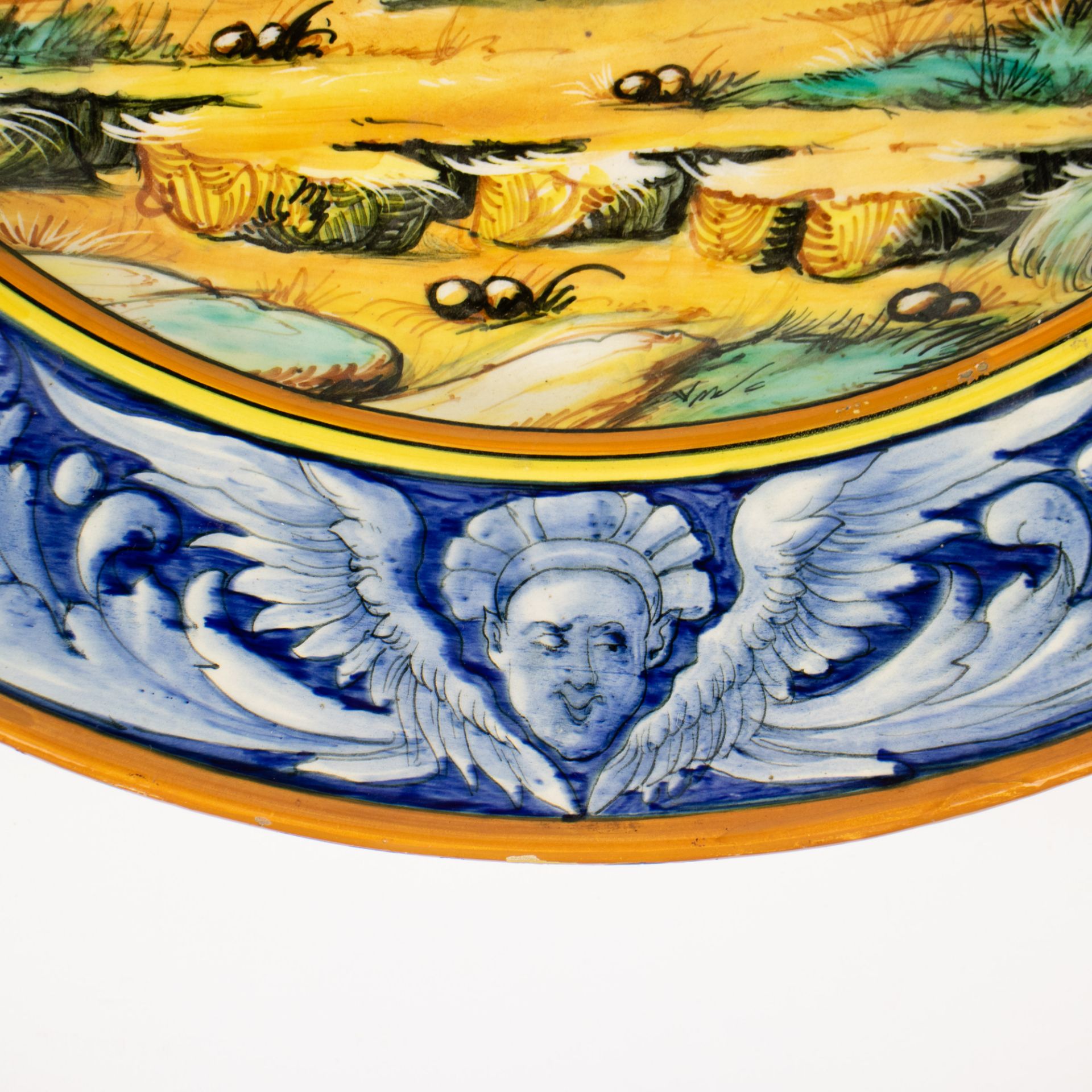 A large polychrome Majolica plate, Deruta - Image 3 of 5