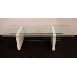 Vintage coffee table with glass top 80s