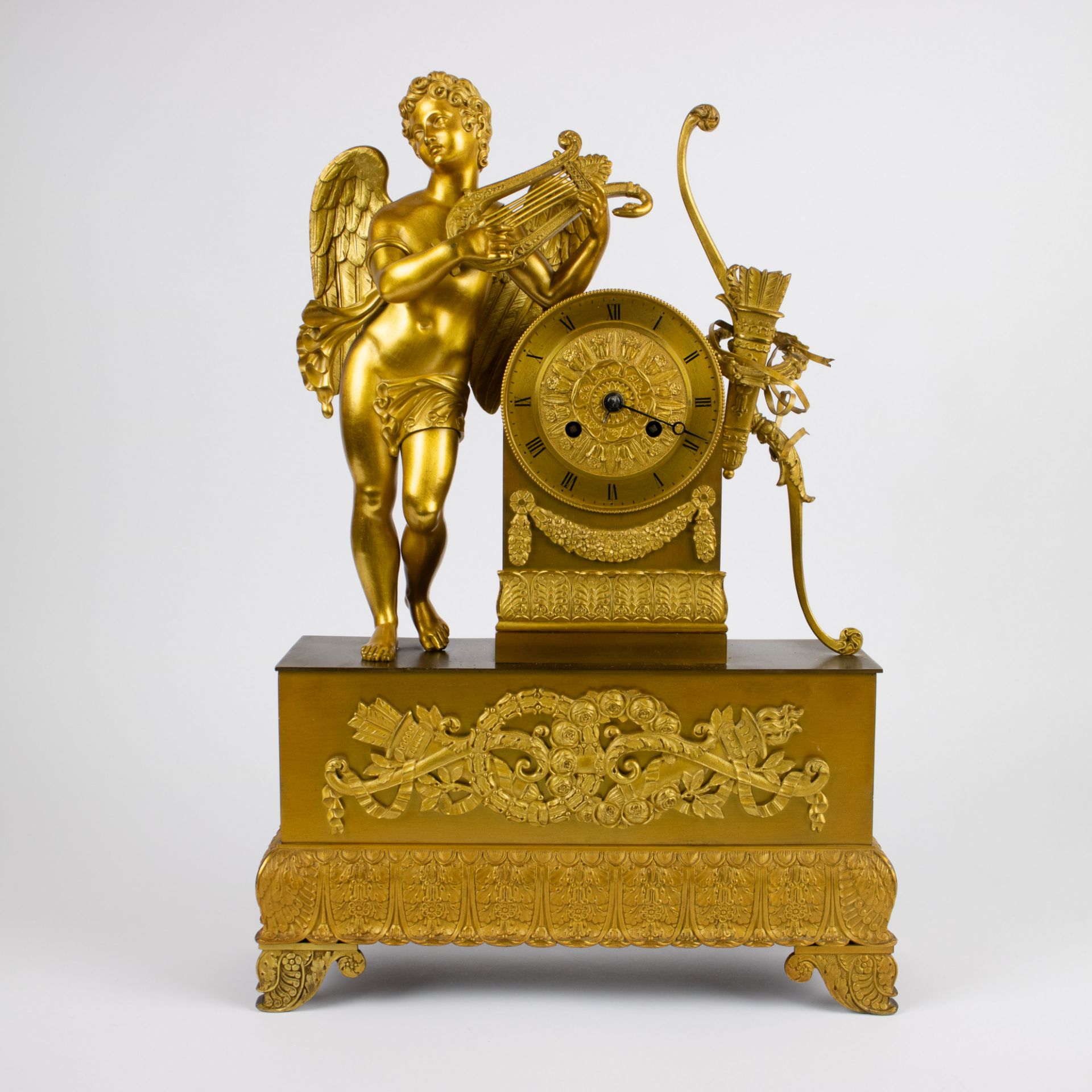 Gilded bronze Empire mantel clock