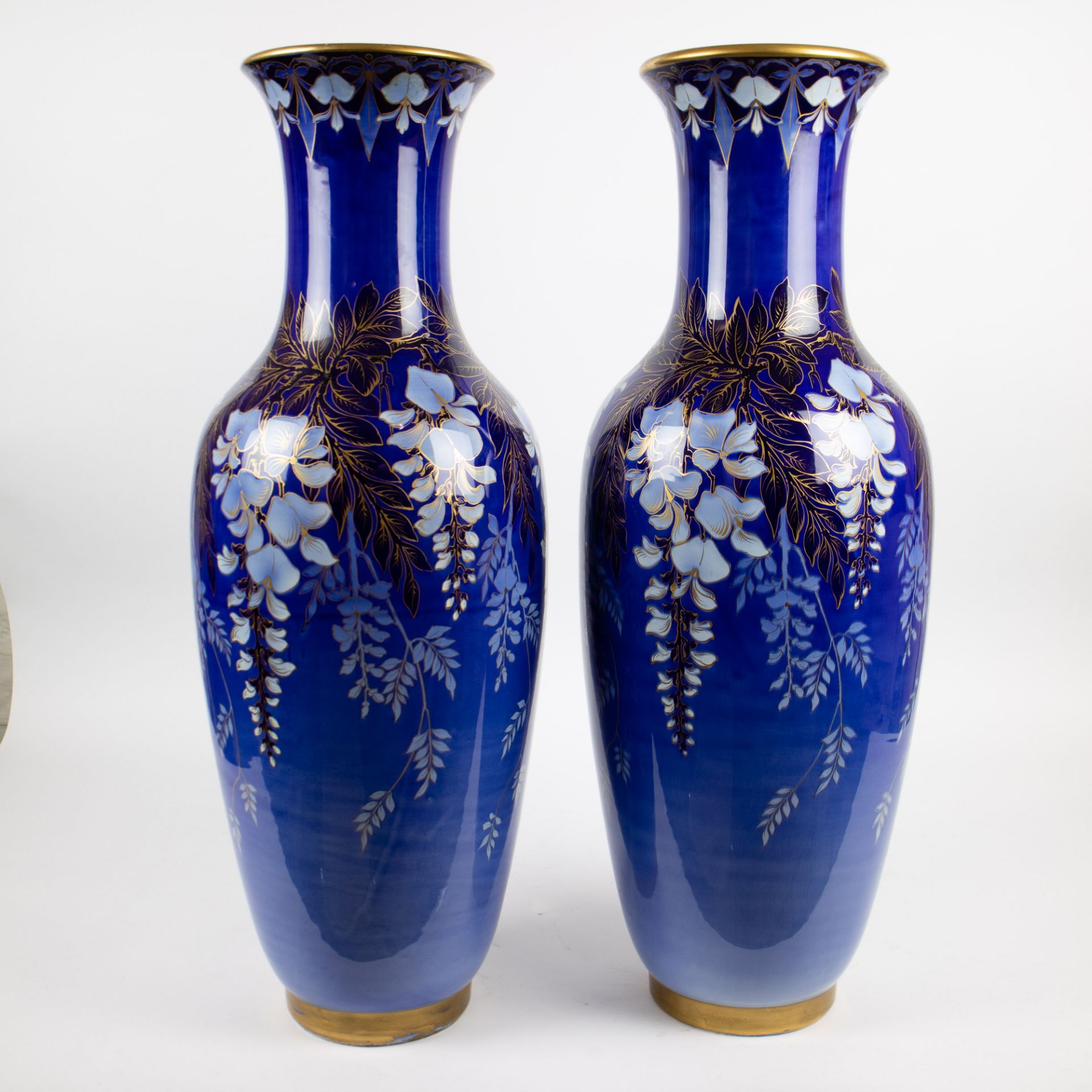 Pair of large Luneville Art Nouveau vases - Image 4 of 6