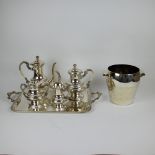 Wiskemann silver plated coffee and tea set and champagne bucket
