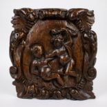 17th century wooden bas-relief Cain & Abel