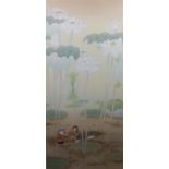 Japanese painting on silk framed.