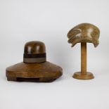 2 wooden hat stands/shapes