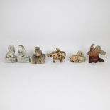 A collection of 6 Asian stone objects