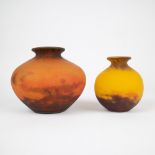 Muller Frères Luneville 2 vases in pâte de verre, signed