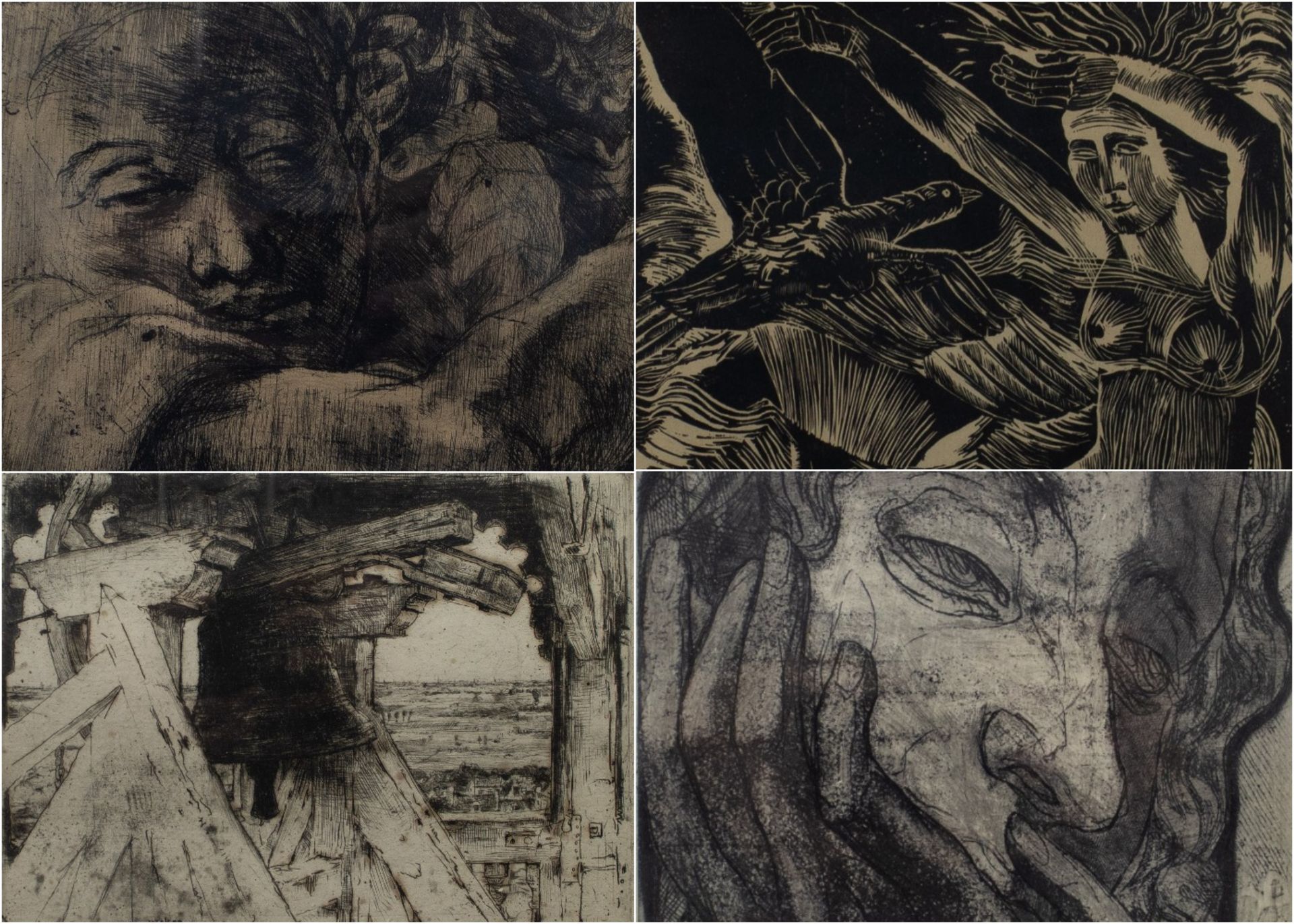 A collection of etchings by Jos Verdegem (2), Walter Vaes & Jozef Cantré