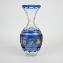 Val Saint Lambert crystal vase decor Danse de flore