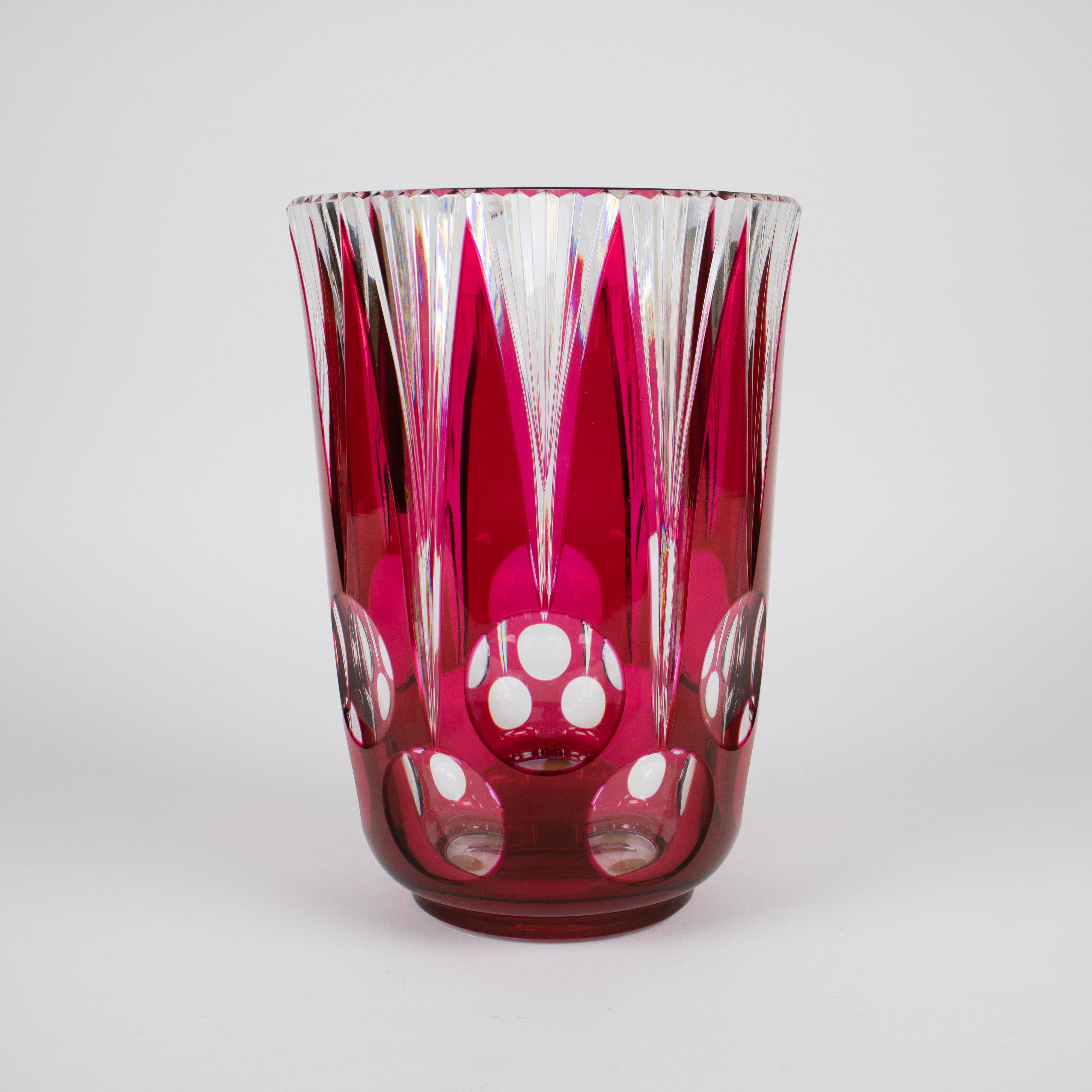 Val Saint Lambert 2 red crystal vases - Image 5 of 6