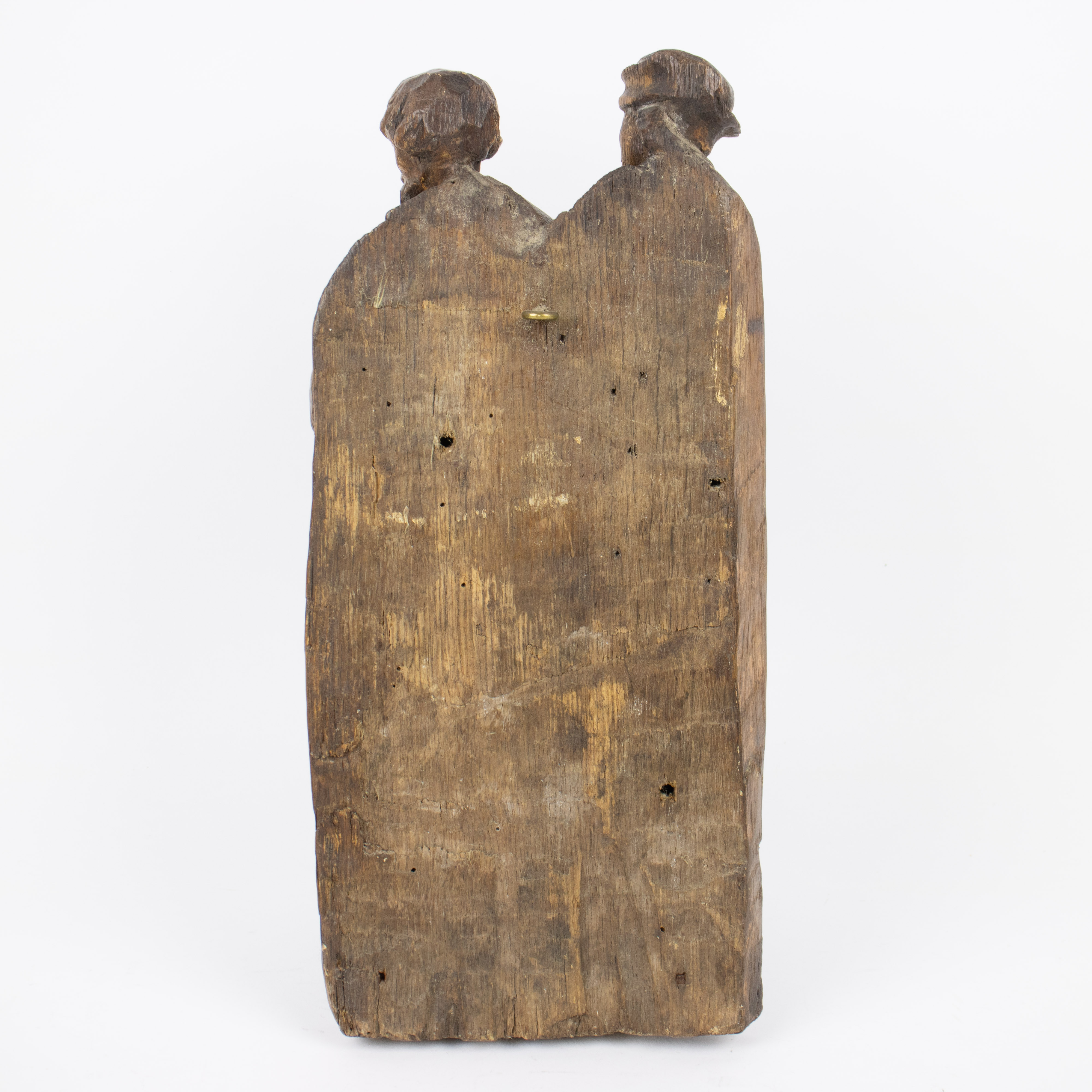 A carved wooden relief of two Saints, Flemish late 15th early 16th century - Image 6 of 9