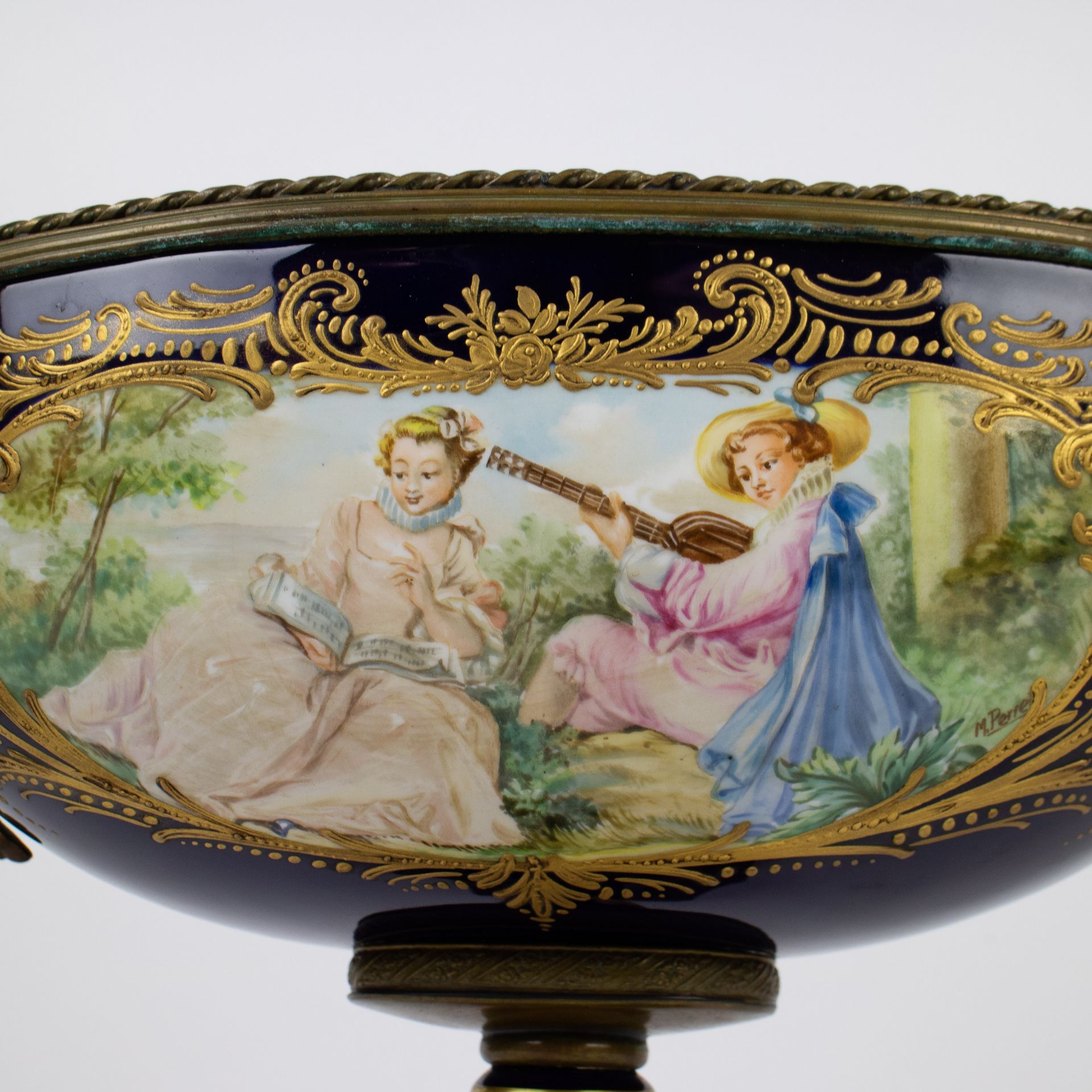 Sèvres handpainted garniture centre piece and a pair of covered vases - Image 3 of 16