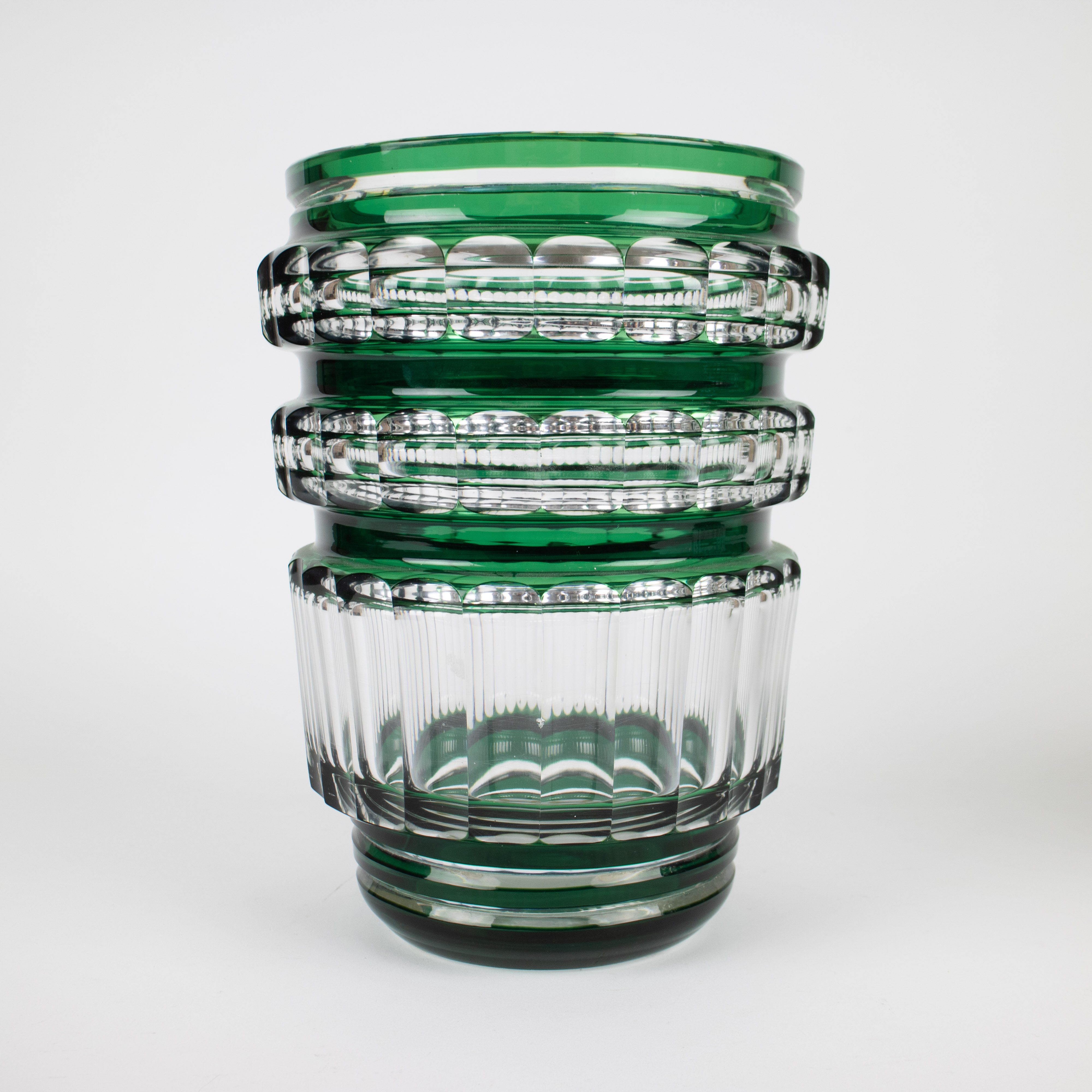 Val Saint Lambert 2 green crystal vases - Image 2 of 6