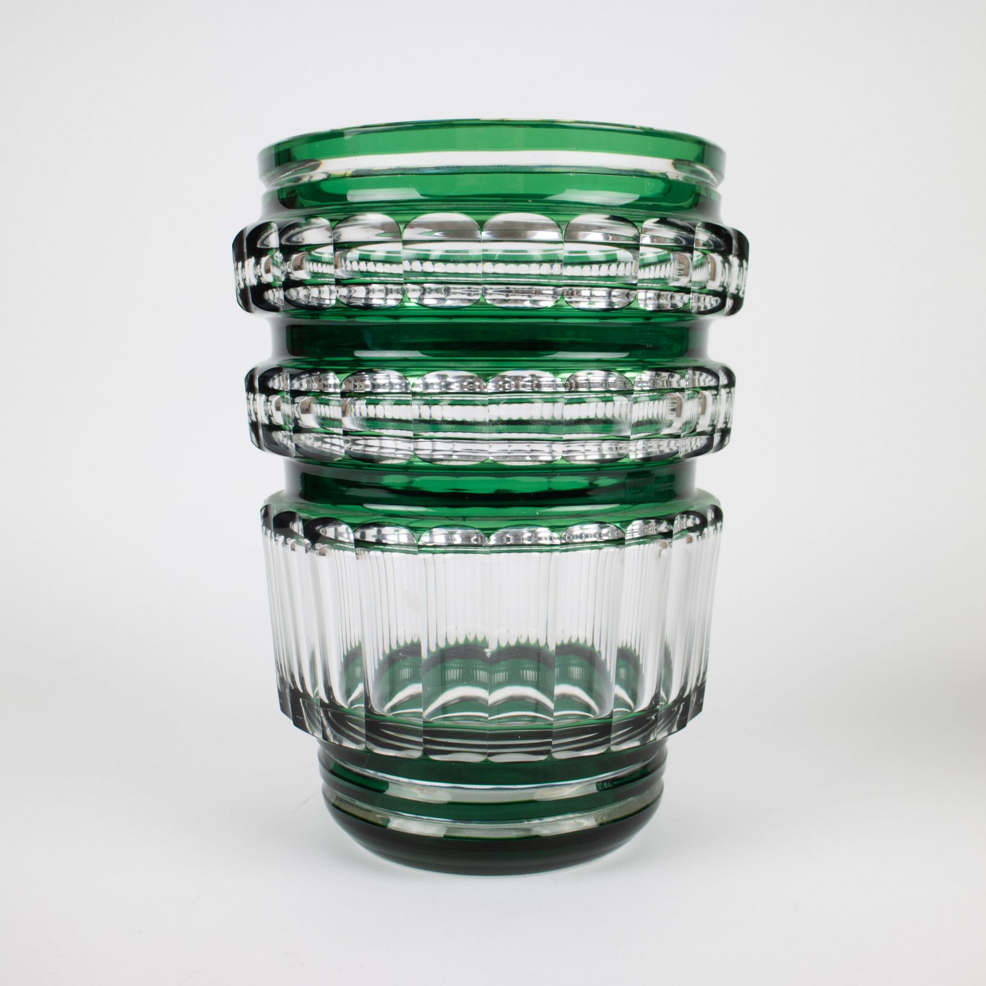 Val Saint Lambert 2 green crystal vases - Image 2 of 6