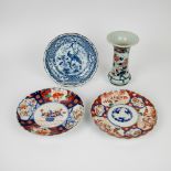 Japanese porcelain Imari and a blue/white plate