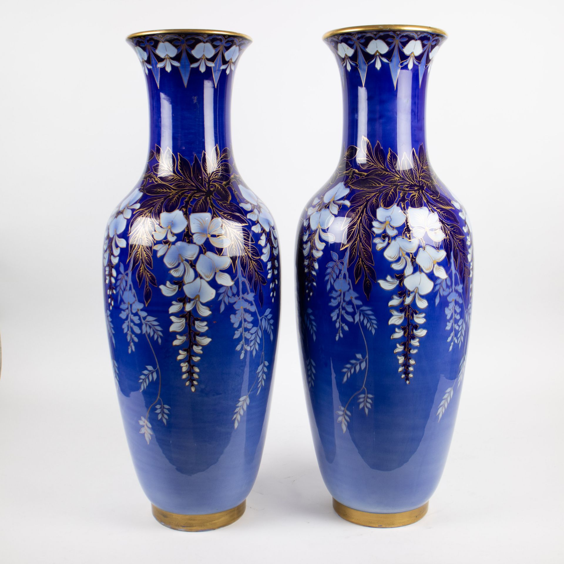 Pair of large Luneville Art Nouveau vases