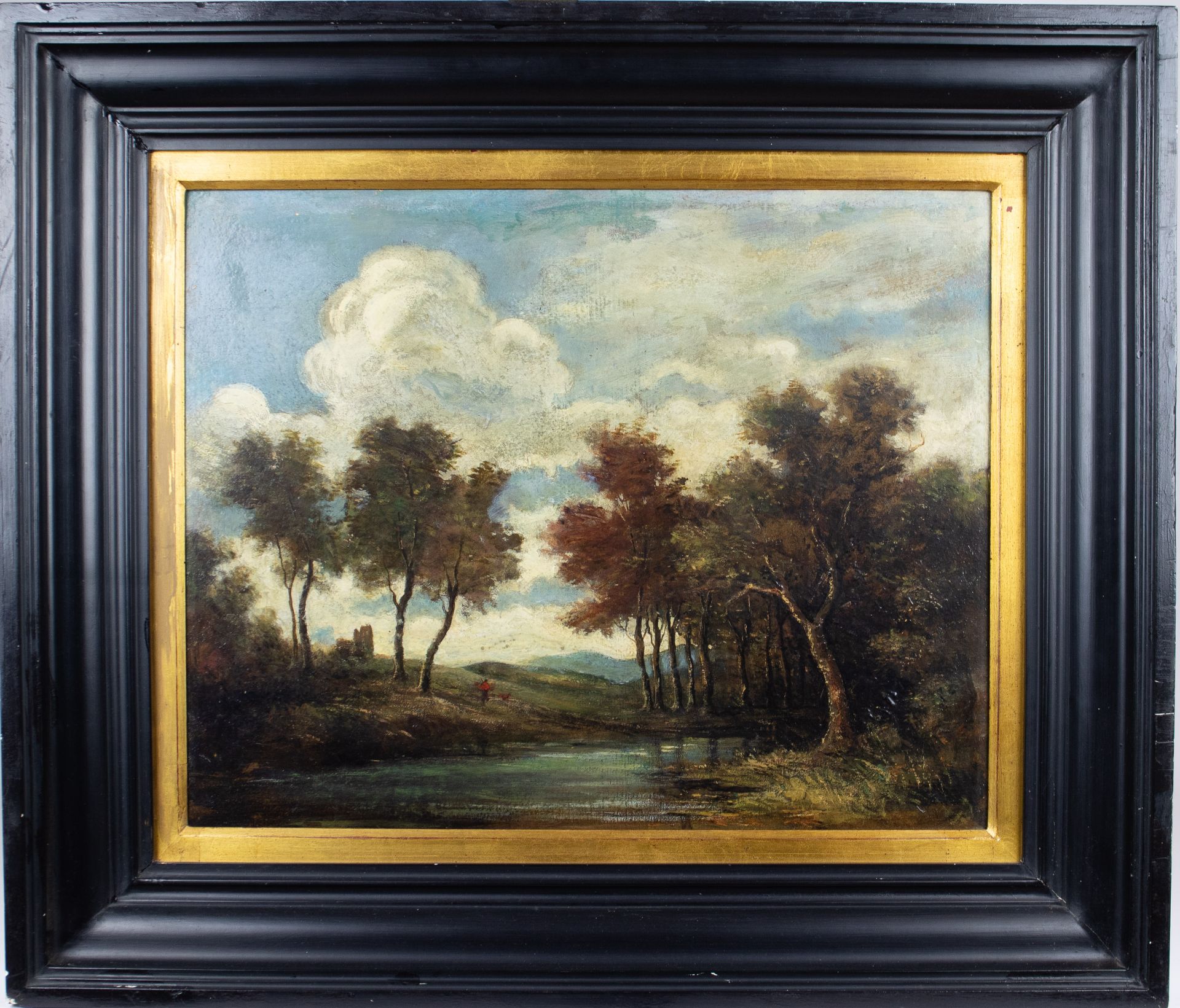 European school, oil on panel, Landscape, 19th century - Image 2 of 3